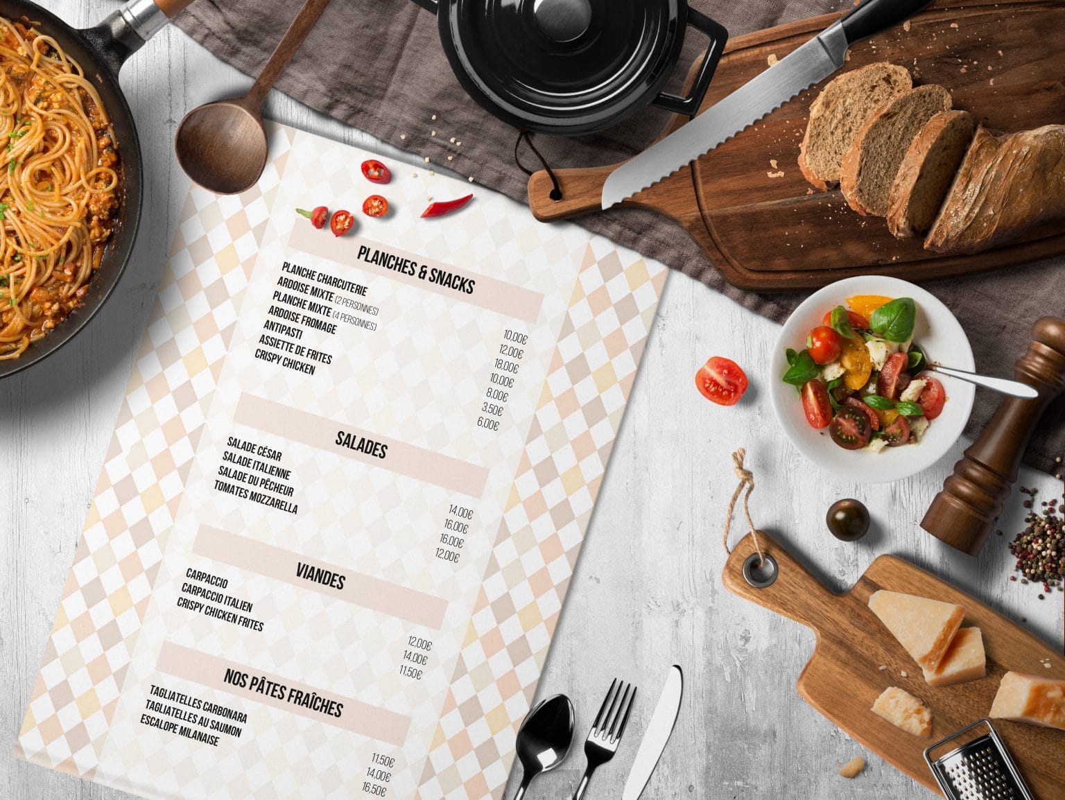 Carte de restaurant « L'Angelo »