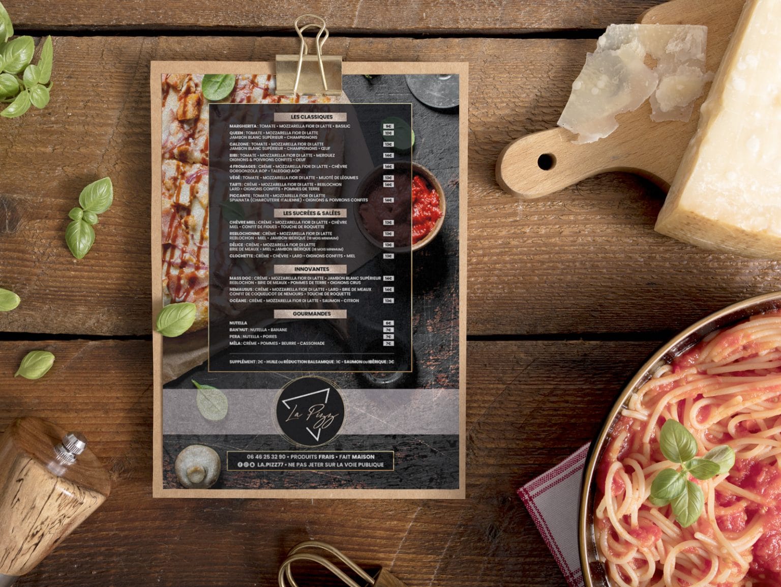 Carte de restaurant « La Pizz' »