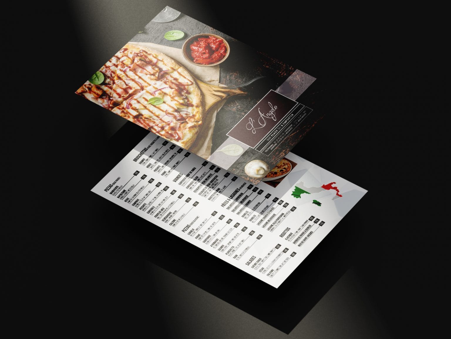 Carte de restaurant « L'Angelo »